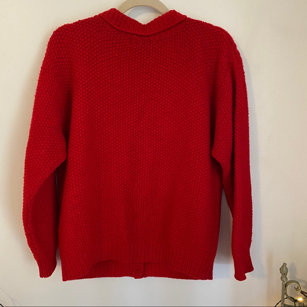 Vintage Red Cable Knit Cardigan - Picture 6 of 9